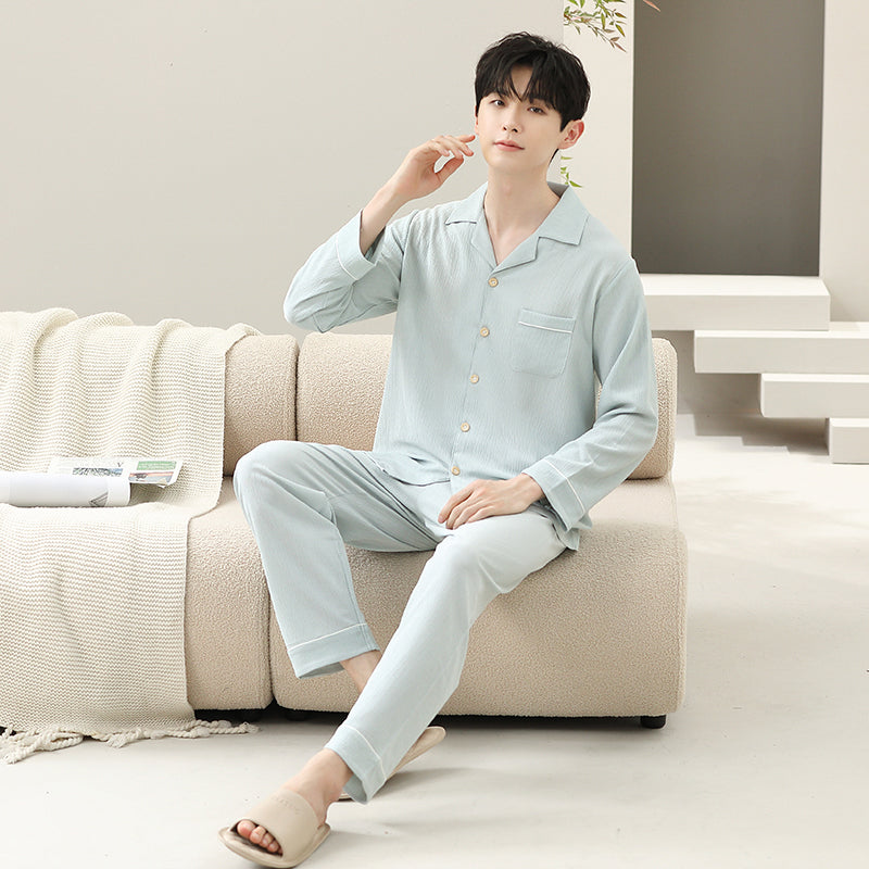 Couple style home clothing, pure cotton comfortable home clothing set, solid color pajamas