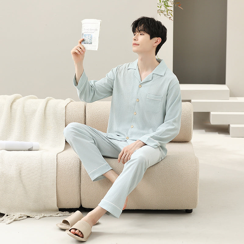 Couple style home clothing, pure cotton comfortable home clothing set, solid color pajamas